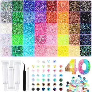 32000Pcs Jelly Rhinestones for Bedazzling Kit, 40-Color 3mm Flatback Resin Gems, DIY Nail Art Craft Supplies for Custom Phone Case Shoes Cup, Aesthetic Gifts for Women Teen Girls Color  Flat Drills Jelly Water Diamonds  Jewelry Apparel Nail Art Decoration