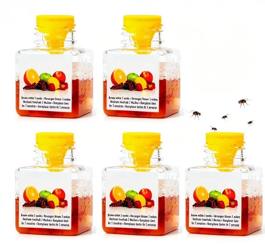 5 Pack Indoor Fruit Fly Sticky Traps - Highly Effective Gnat & Fruit Fly Catcher with Powerful Lure for Kitchen/Home, Non-Toxic, Ready-to-Use Residential Pest Control, Sticky Trap
