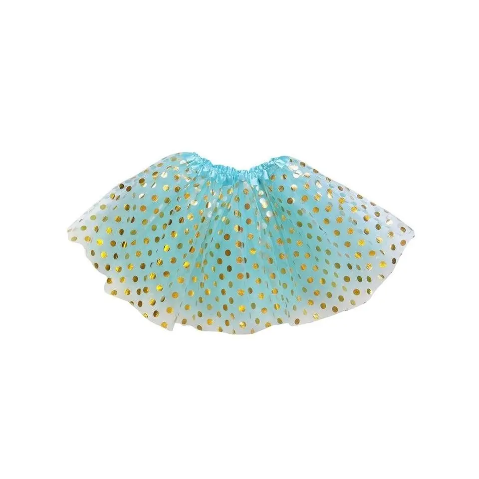 Aqua & Gold Polka Dot Tutu Skirt – Costume Tulle Skirt for Girls, Women & Plus Sizes