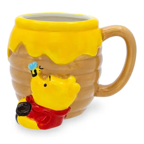 Disney Winnie the Pooh Honey Pot Sculpted Ceramic Coffee Tea Cup - 23oz Collectible Mug for Shelf Display