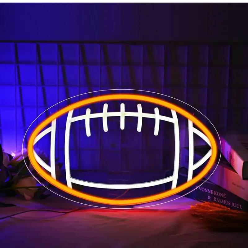 LED Football Neon Sign - USB-Powered Decor for Game Rooms, Sports Fans