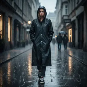 Reusable EVA Rain Jacket with Hood - Lightweight Sports Rain Poncho for Men & Women