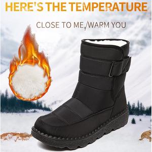 Women's Waterproof Snow Boots - Warm Anti-Slip Padded Platform Boots with Velcro Closure & Soft Sole for Winter Outdoor Use - Footwear