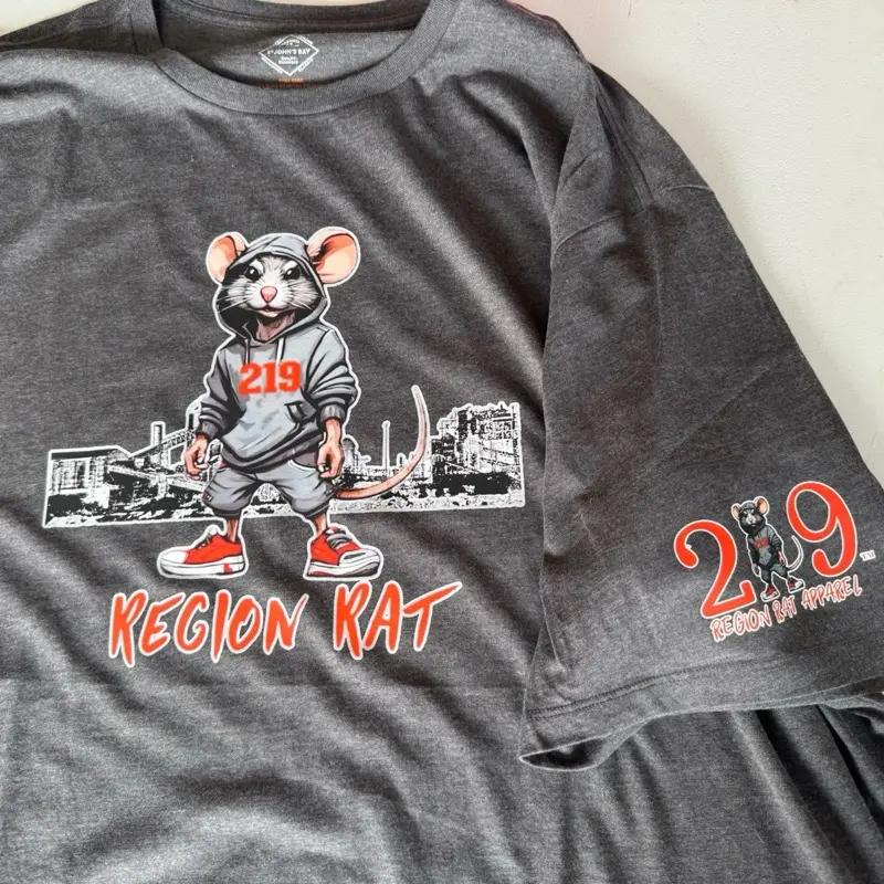 Region Rat Tshirt with steel mill background Casual unisex shirt