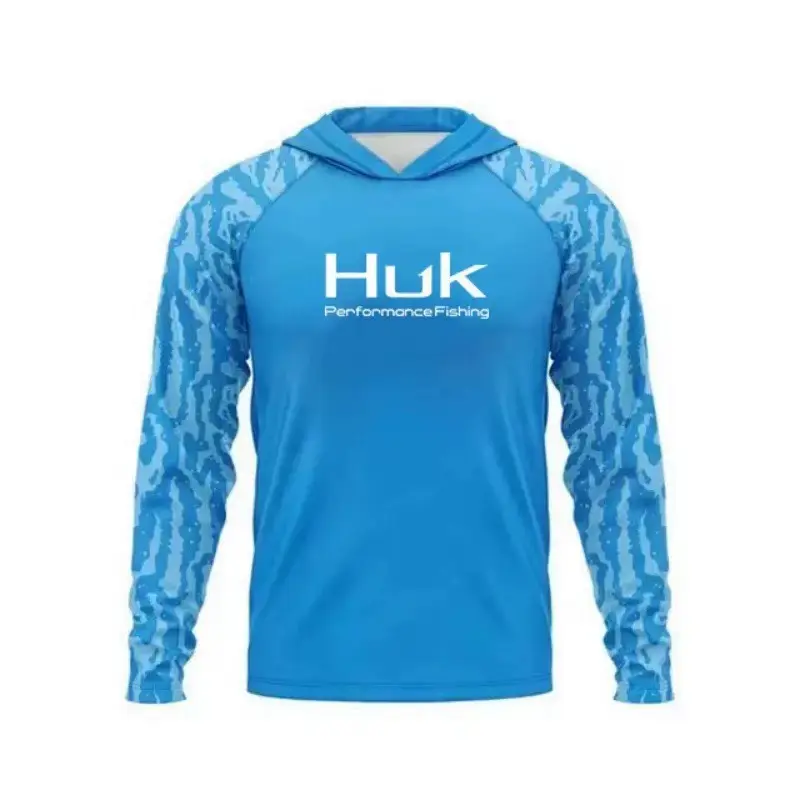 Men's Athletic Hooded Shirt, Gradient Long Sleeve Top with UPF 50+ Sun Protection, Quick-Drying & Breathable for Fishing and Hiking, Athletic Hooded Shirts outdoor men