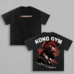 Kong Gym Gorilla Graphic Oversized Washed T-Shirt - Men’s Workout Fitness Shirt