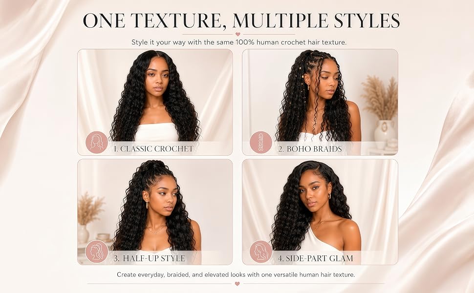 Human Crochet Hair for Black Women Feather Miracle Knots Crochet Human Hair  60g Invisible Crochet Human Hair, Lightweight, Pre-separated 50strands deep wave feather crochet hair extension