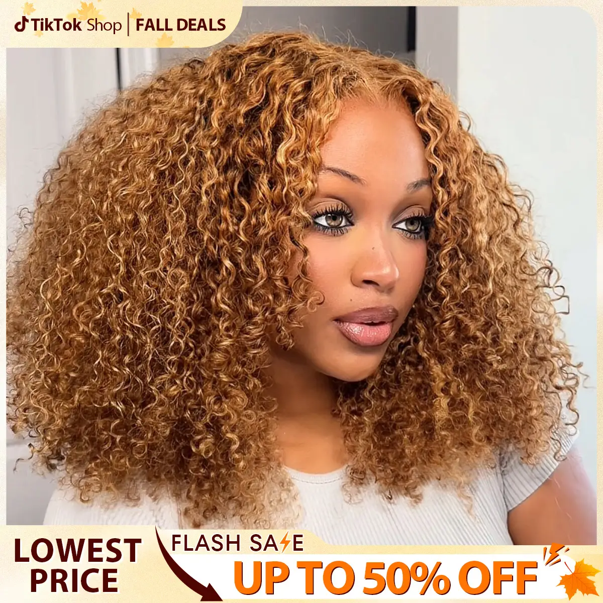 CurlyMe Wear Go Glueless Kinky Curly Highlight Wig Human Hair Pre-cut Transparent Lace Pre-plucked Natural Hairline Shipping in 24H #FallFreshness #Ti