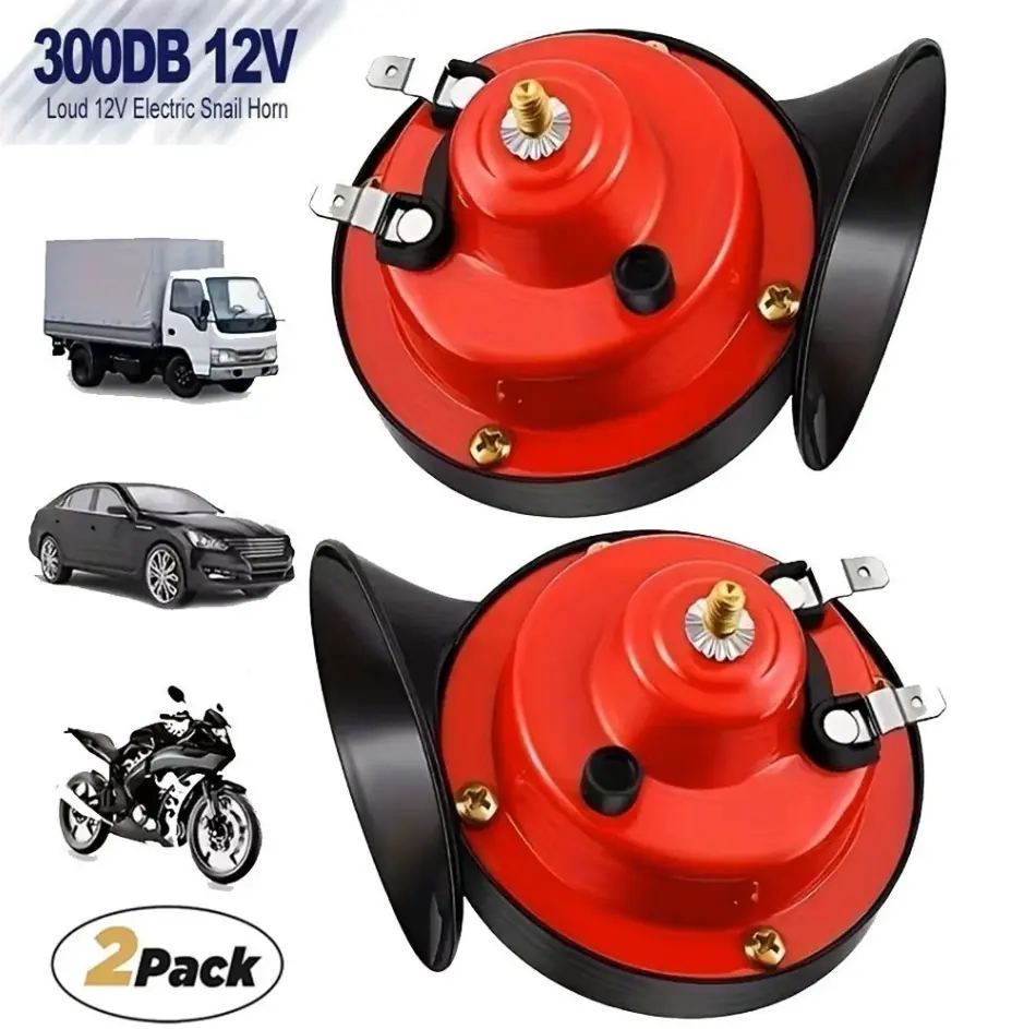Loud Car Horn 2-Pack, Waterproof 12V 300 dB Super Loud Train Horn for Vehicles, Boats