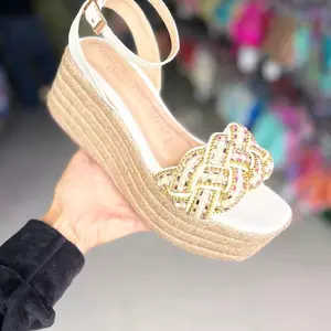 Elegant Espadrille Sandals with Rhinestone Bow Detail and Ankle Strap for Women