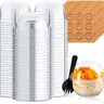 50 Pcs Bulk Plastic Dessert Cups (9 oz/250ml Leak-Proof Disposable, Non-Toxic Commercial) with No-Hole Dome Lids, Spoons & Thank-You Stickers - Ideal for Weddings, BBQs, Picnics, Yogurt Parfait Servings