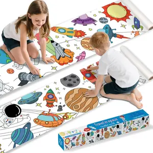 118" x 15" Sticky Giant Coloring Rolls for Kids Ages 4-8, Perforated for Easy Tearing, DIY Space Travel-Themed Drawing Paper Roll