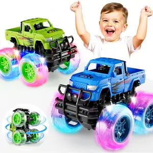 Monster Truck Toys for Toddler Boys Gift:2 Pack Jam Trucks for Boys Age 2-4,Hot Light-Up Wheels Monster Trucks for Kids Ages 4-8,Pull Back Cars for 3+ Year Old Girls,Birthday Gifts for 3 Year Old Boy