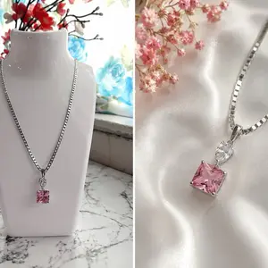Pink Crystal Pendant Necklace
