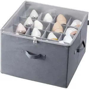 Vevor Sturdy Under Bed Shoe Storage Organizer, Adjustable Dividers Fit 16 Compartments, Shoe Storage Organizer For Closet Organization With Clear Cover, Shoe Rack & Basket, For Closet, Entryway, Trunk