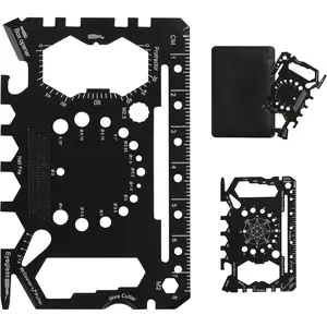 52-in-1 Slim Survival Credit Card Multitool, Minimalist Wallet Tool Card with Bottle Opener, Screwdrivers, Phone Stand, Engineering Ruler Scale, and More - Compact EDC Pocket Tool (1 Pack)