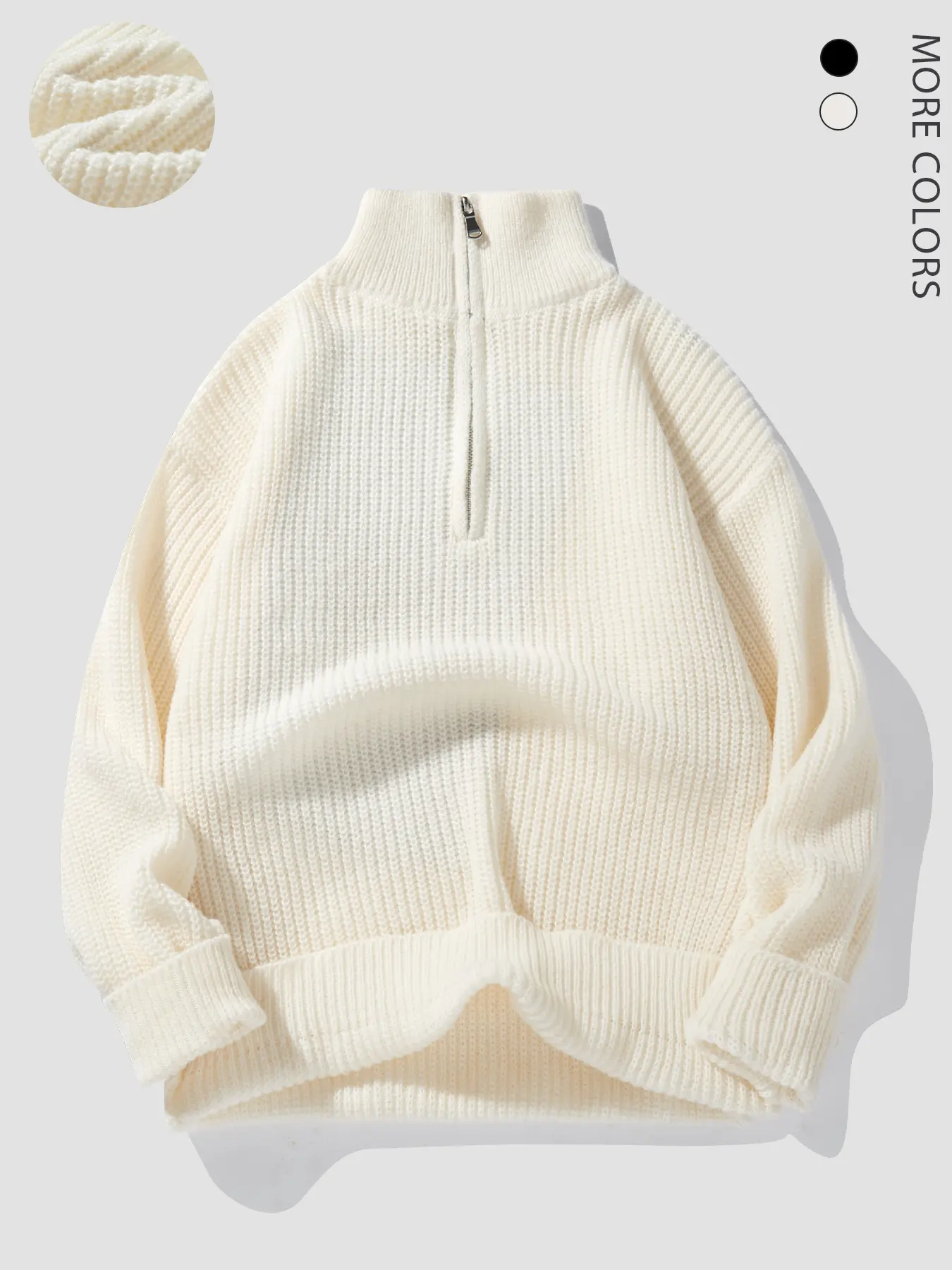 Men's Solid Zip Up Funnel Neck Sweater, Regular Fit Casual Long Sleeve Jumper for Fall & Winter, Men's Knitwear for Daily Wear