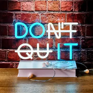 Don't Quit Slogan Neon Sign, USB Powered Neon Light, Decorative Neon Sign for Home Gym Bedroom Living Room Study Room Game Room, Led Neon Lights