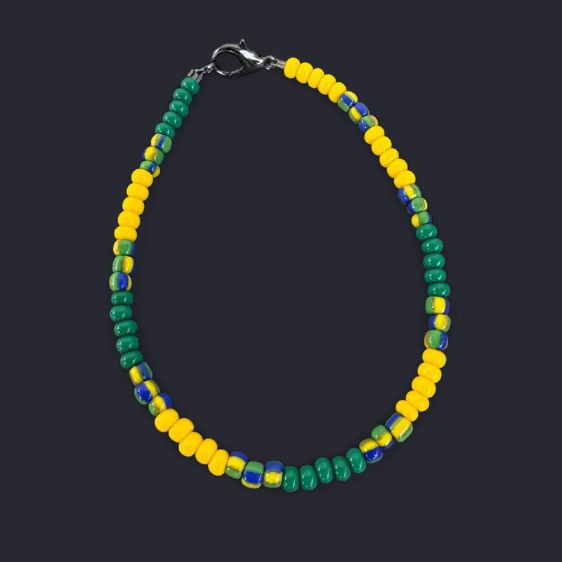 Green Blue Yellow Glass Bead Anklet