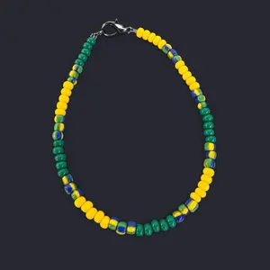 Green Blue Yellow Glass Bead Anklet