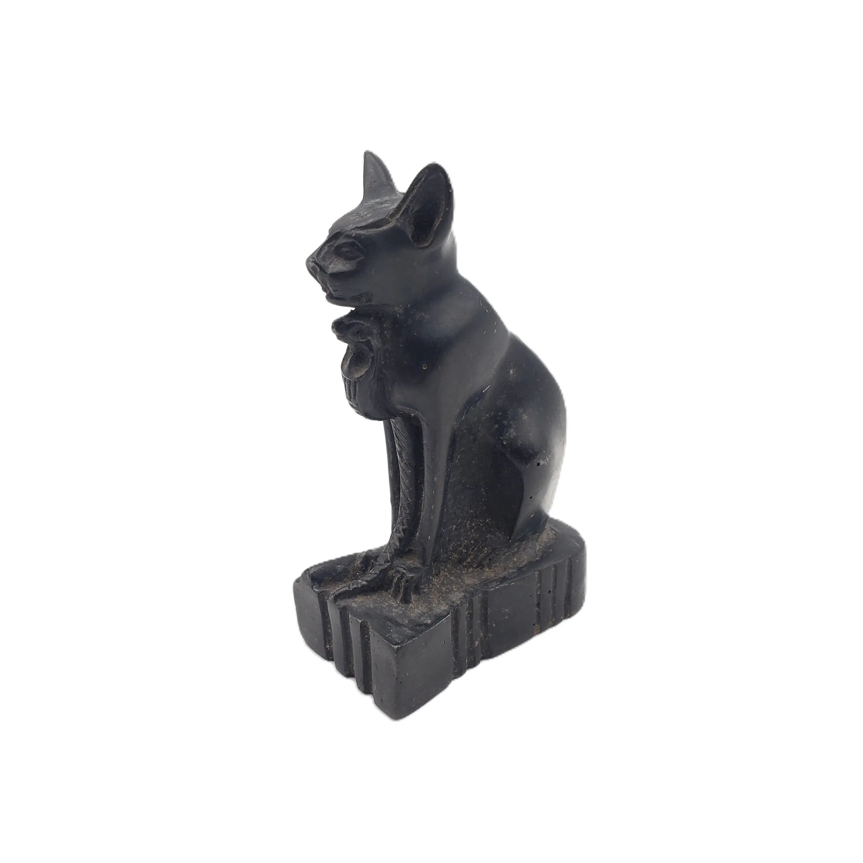 Egyptian Goddess Bastet Cat with Cobra Statue - Made in Egypt