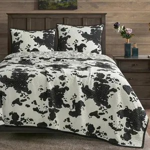 Clara Cowhide Reversible Quilt Set, King, Black & White quilt set