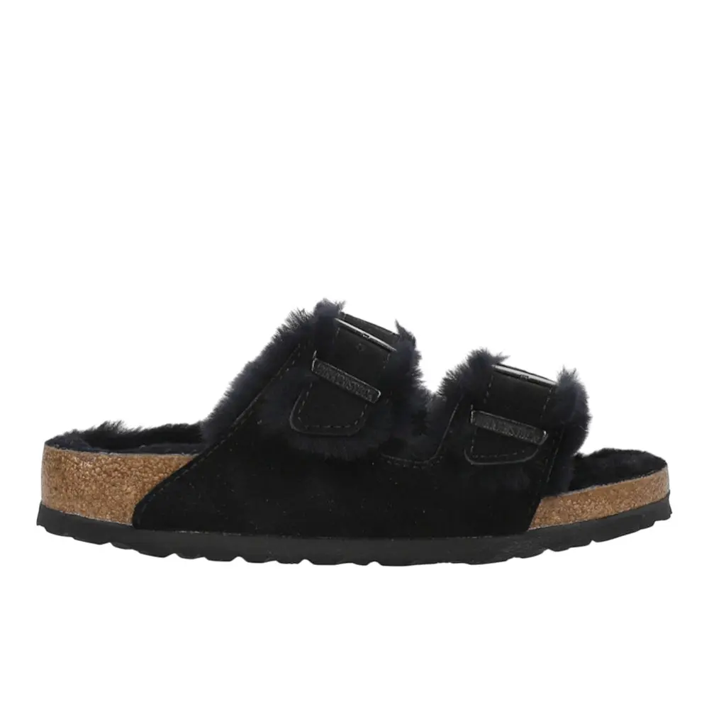 BIRKENSTOCK Mens Arizona Shearling Suede Leather Casual Sandals Casual - Black BIRKENSTOCK Mens Arizona Shearling Suede Leather Casual Sandals Casual - Black