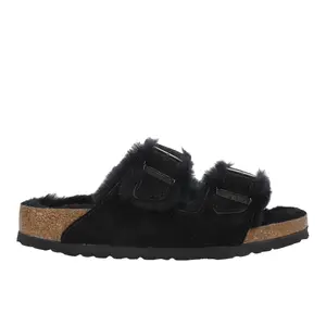 BIRKENSTOCK Mens Arizona Shearling Suede Leather Casual Sandals Casual - Black