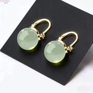 Flash & Finesse Women's Hypoallergenic Anti-Allergy Natural Jade Dangle Earrings - Jade Green Jewelry, Elegant Fashion Accessory for Daily Casual, Party Gifting