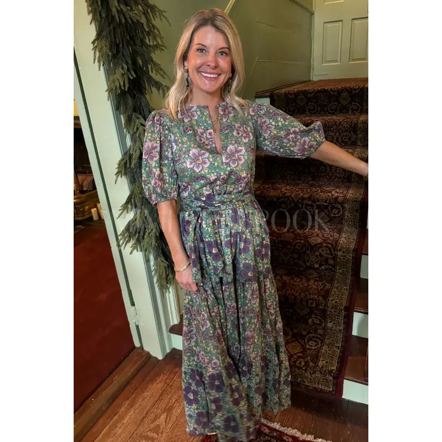 oliphant green dress Oliphant Monarch Green Sleeveless Smocked Maxi Dress Monarch Green / L