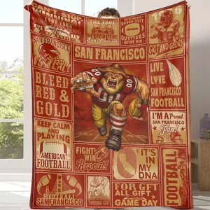 San Francisco Football Flannel Blanket,Team Spirit Themed Print,Ultra Soft Lightweight Cozy Warm,Perfect for Game Day Tailgate Party,Living Room Decor College Dorm Room,Sports Fan Gift for Him Her Travel