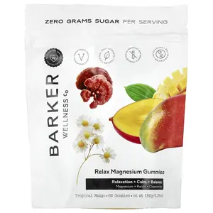 Barker Wellness Co Relax Magnesium Gummies, Tropical Mango, 60 Gummies