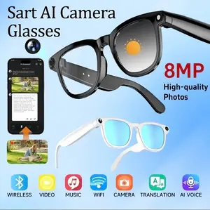 AI Camera Glasses with 8MP Resolution  Convenient Button Touch Adjustment for Travel Outdoor Adventures Hands-Free Photography 160+Languages Real-Time Translation Bluetooth Wireless Wearable Video Recording  gift Multifunctional Audio Sunglasse
