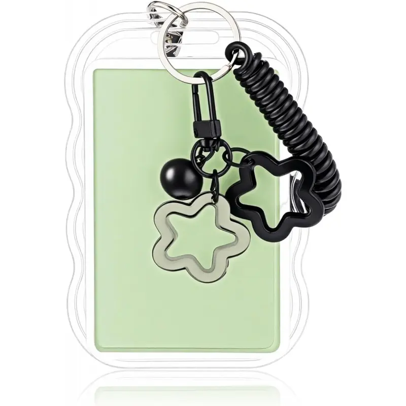 Photocard Holder Keychain Star Cute Transparent Photocard Holder Keychain, Cute Photo Card Protector with Star Pendant, Acrylic ID Badge Holders Locket Key Chain for Cards, Bus Pass, Clear ID Badge Holder