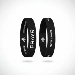 Signature NFC Tap Bracelet Durable Elastic Polyester Band with PRAYR Logo Prayer is Power Pattern Discreet NFC Chip for Prayer Submission