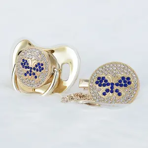 MIYOCAR Custom Bling Butterfly Pacifier & Clip Set – Luxury Personalized Baby Gift | Newborn Keepsake, Baby Shower Gift, First Birthday