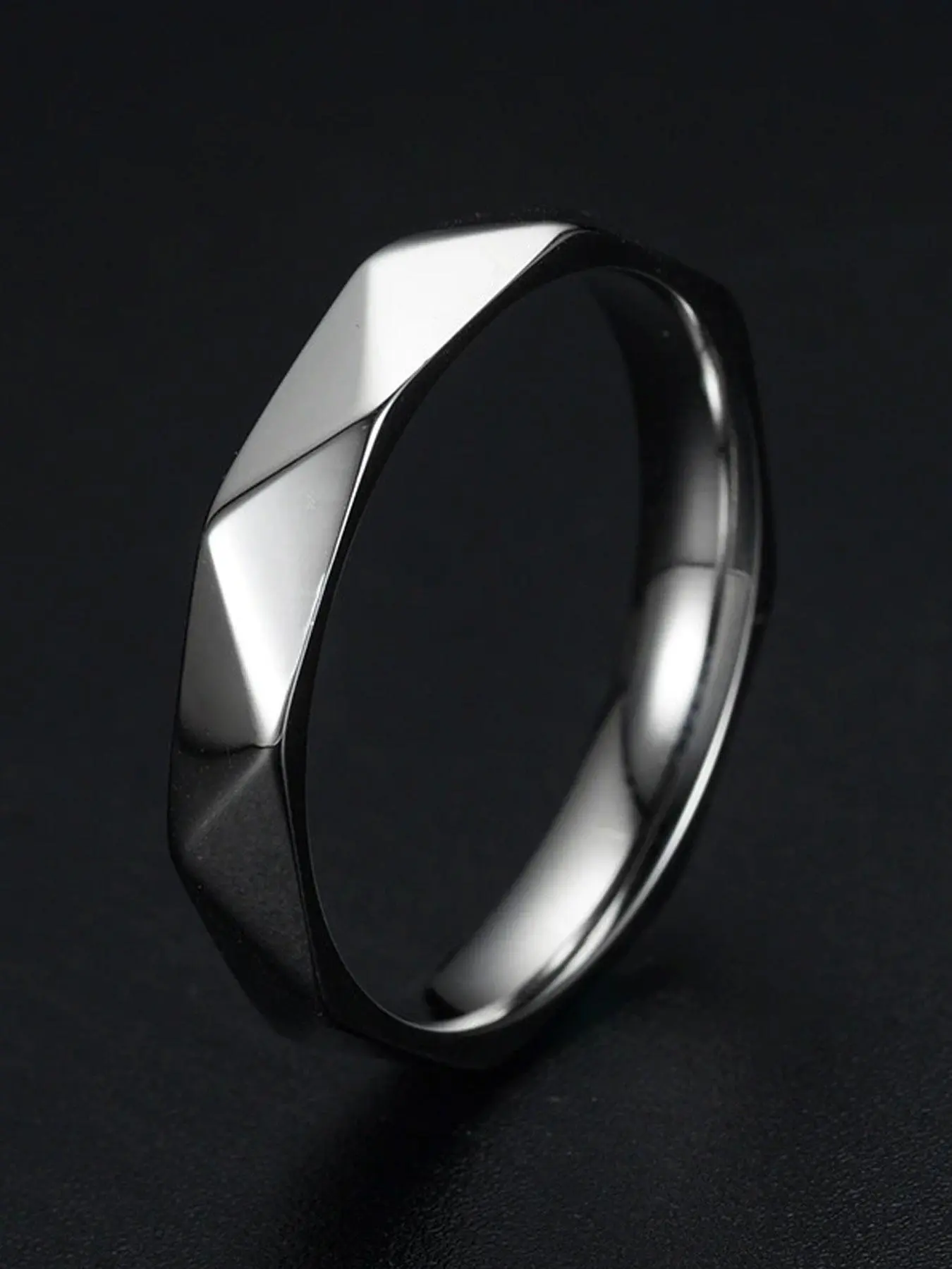 1 Piece Punk Geometric Design Stainless Steel Ring, 2023 Trendy Simple and Fashionable Stackable Statement Rings, Fashion Accessories for Both Men & Women, Matching Hand Jewelry, Hip Hop Punk Style Streetwear, Non Tarnish Jewelry, Stacking Rings