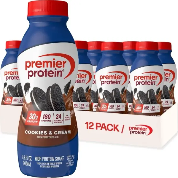 30g High Protein Shake, Cookies & Cream, 12 Pack | 160 Calories, 24 Vitamins & Minerals, No Added Sugar, Supports Muscle Health, Gluten-Free, 11.5 oz