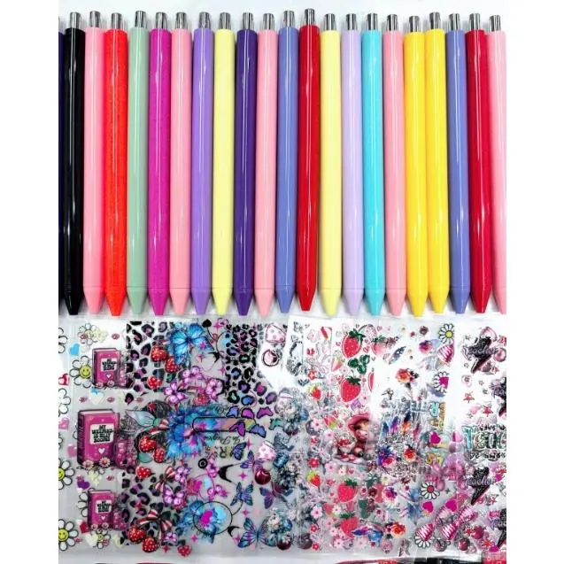 98pcs/74pcs/60pcs UV DTF Pen Wraps and Gradient Color Ballpoint Pen Set,for Office Supplies,Wedding, Birthday,Party Gift8 summerwins