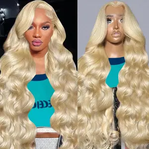40 Inch 613 13x6 Lace Front Wig Human Hair Blonde Wig Human Hair 180 Density Blonde Body Wave Lace Front Wigs Human Hair  613 HD Lace Frontal Wig