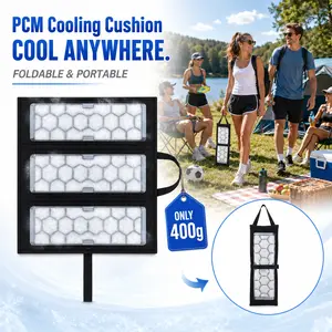 PCM Cooling Cushion, 3-Fold Portable Cooling Seat Pad with Handle, 3-Piece Removable PCM Cooling Inserts, Non-Slip Back, Lightweight Comfortable Foldable Cushion for Summer Outdoor, Stadium, Camping, Office