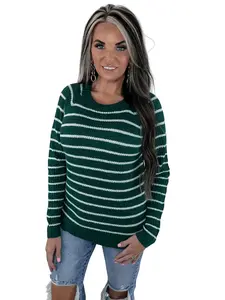 Chilly Day Striped Sweater – Green