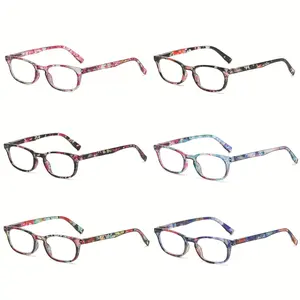 6-Pack Trendy Oval Reading Glasses with Full-Frame PC Lenses – Anti-Blue Light Eyewear for Daily Office Work and Comfortable Wear