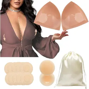 Double-Sided Sticky Bra Lift Inserts Lightly Padded Push-Up Adhesive Bra for Large Bust Reusable Insert Pads
