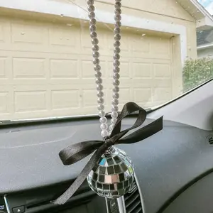 Pearls and Bows Mirrorball Car Charm Accessory