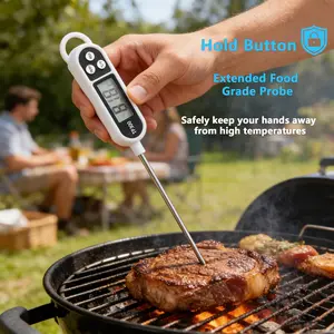 Candy Thermometer Digital Instant Read for Meat Kitchen Cooking Food Oil Deep Fry BBQ Grill Smoker (1, 9.4in)