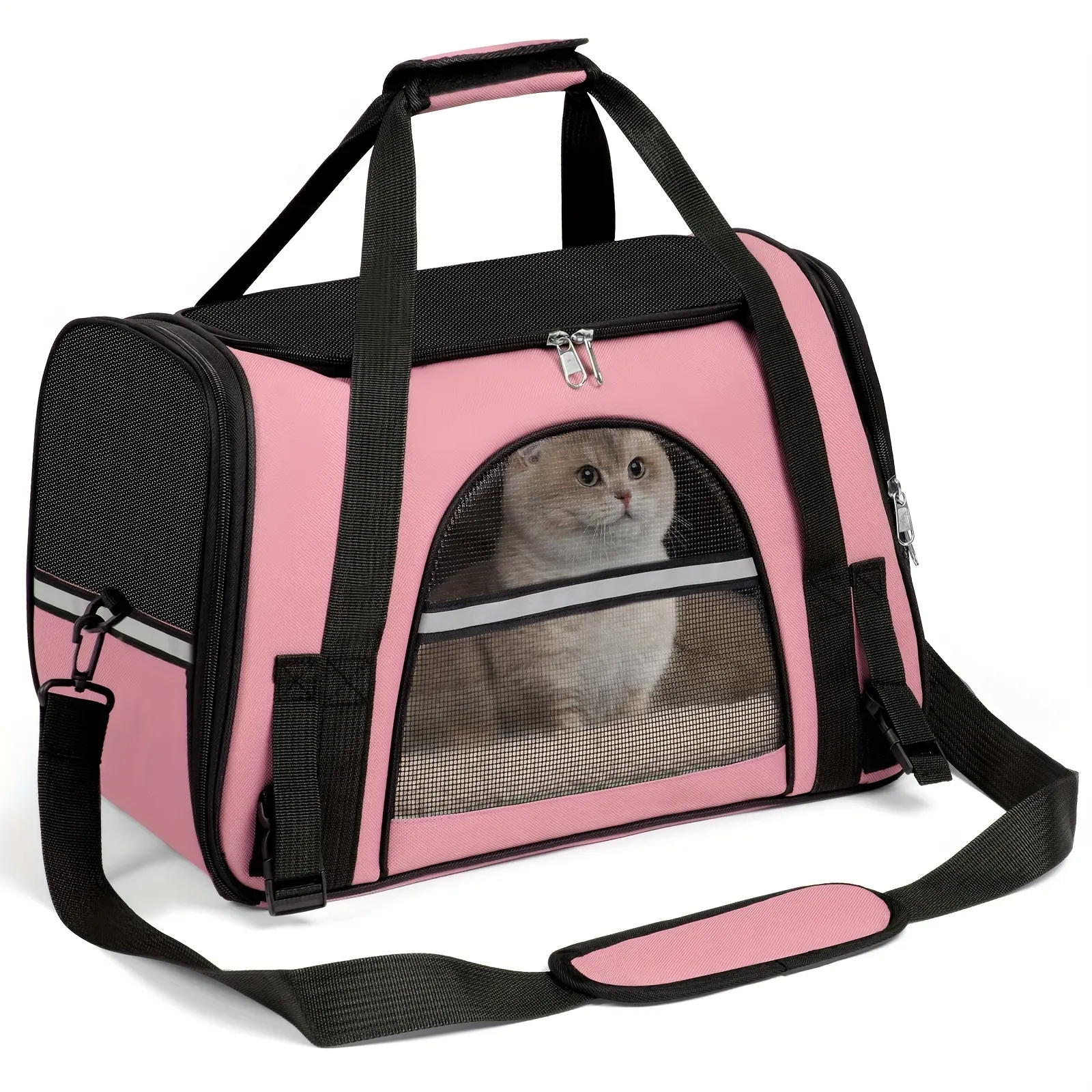 Cat Carriers for Cats, Secure Zipper Anti-Escape Pet Carrier Backpack | Spacious Ventilated Foldable Cat/Dog Travel Bag | Car & Airline Approved Collapsible Cage with Breathable Design