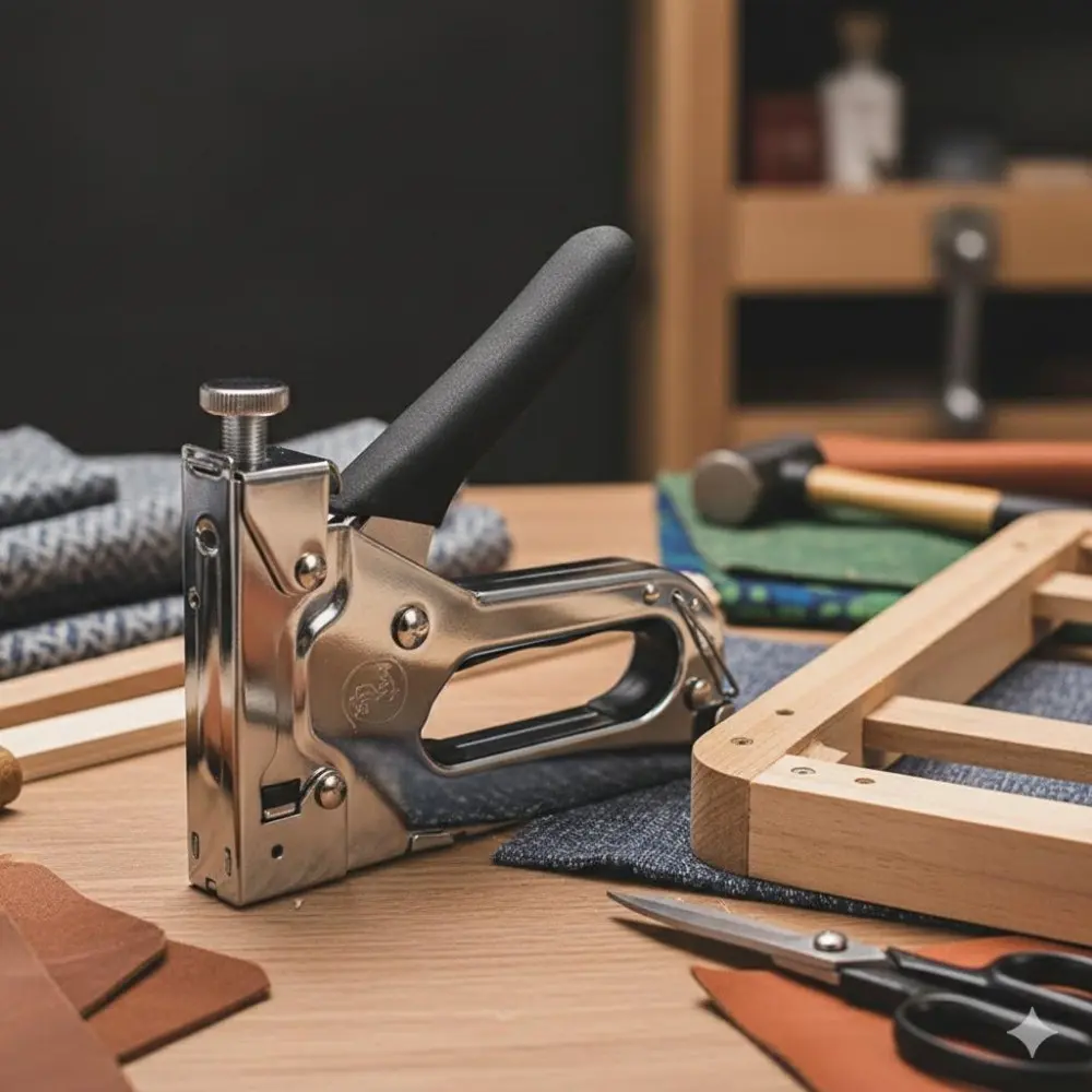 Professional Pneumatic Nail Gun: All-in-One Stapler for Nails and Staples. Durable Alloy Firing Pin, Anti-Jam Design for Wood & Leather. 3-Position Magazine, 15mm Hardwood Penetration. Perfect for Furniture & Drywall Projects. Portable & No Power Needed.
