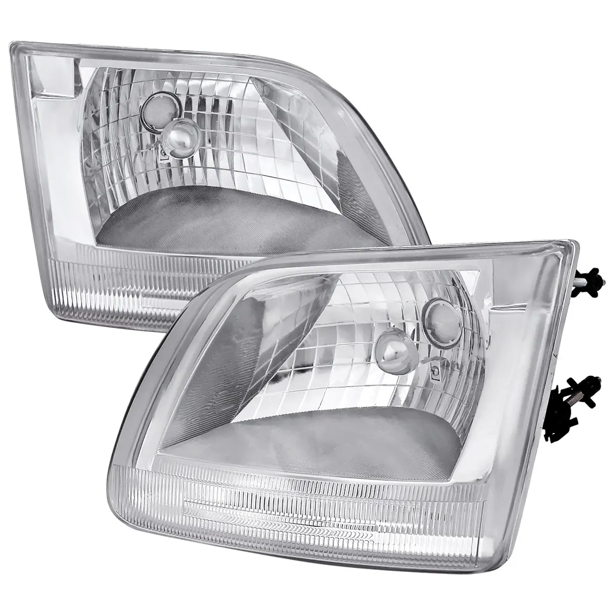 1997-2004 Ford F-150/Expedition Factory Style Crystal Headlights (Chrome Housing/Clear Lens)