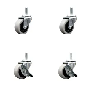 Service Caster SCC-TS05S210-TPUS-381610-2-SLB-2 2 in. Swivel Polyurethane Casters 0.375 in. 16 TPI x 1 in. Threaded Stem Casters - Set of 4